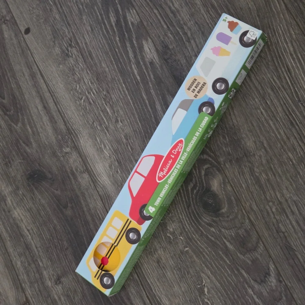 Melissa & Doug Blockables Farm Friends & Town Vehicles Wood Toy Set NEW